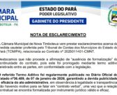 NOTA DE ESCLARECIMENTO acerca da medida cautelar proferida pelo Tribunal de Contas dos Municípios do Estado do Pará (TCM/PA), relacionada ao Contrato nº 2025011401-CMNT
